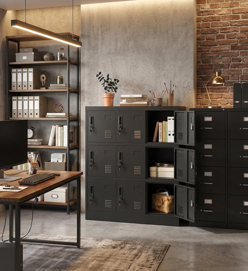 VIYET 9-door locker in school hallway