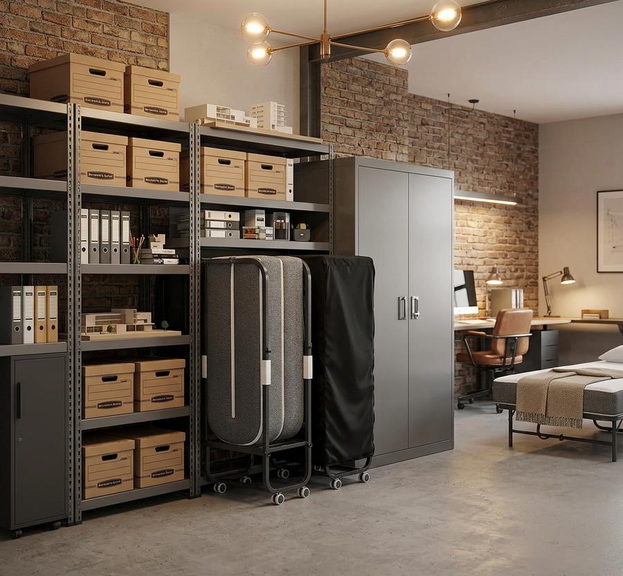 VIYET foldable bed set up in guest room